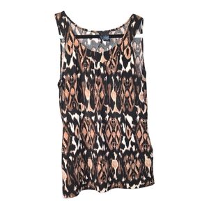 Saint Tropez West Black and Brown Abstract Sleveless Blouse